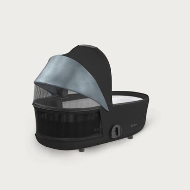 An image of the CYBEX Platinum Mios Lux Carry Cot 2023 Stroller, highlighting the Panorama and sky view windows feature.