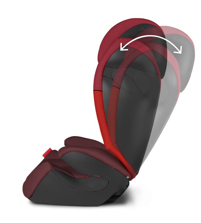 Ein Bild des CYBEX Silver Solution M Child Car Seat, das das Merkmal Neigungsverstellbare Rückenlehne hervorhebt.