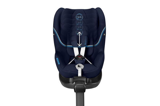 An image of the CYBEX Gold Sirona M2 i-Size Toddler Car Seat, highlighting the Height-adjustable headrest feature.