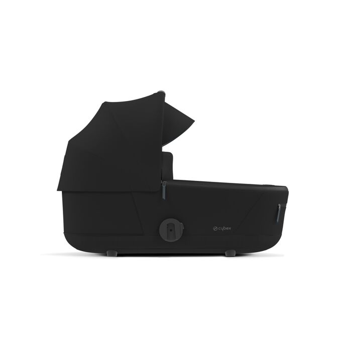 An image of the CYBEX Platinum Mios Lux Carry Cot 2023 Stroller, highlighting the Sun canopy with integrated sun visor feature.