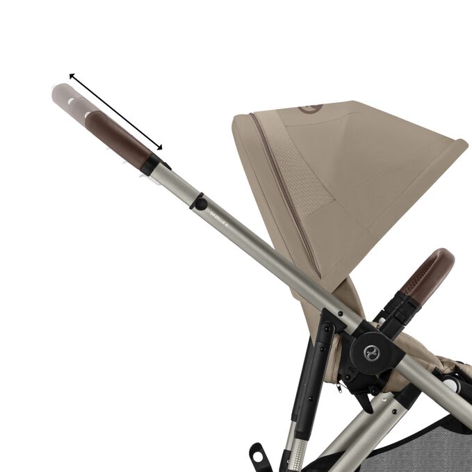 Image du CYBEX Gold Gazelle S Sibling Stroller, mettant en avant la fonctionnalité Poignée réglable.