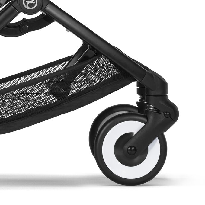 An image of the CYBEX Gold Libelle 2023 Buggy, highlighting the Smooth Front-wheel Suspension feature.