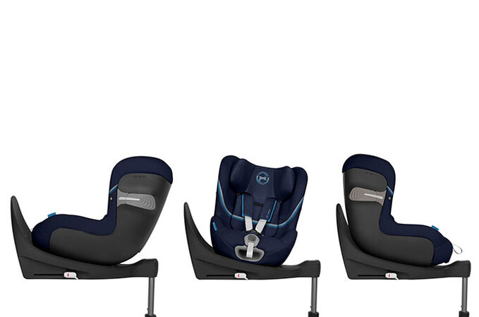 An image of the CYBEX Gold Sirona S i-Size Toddler Car Seat, highlighting the 360° Rotation Mechanism feature.