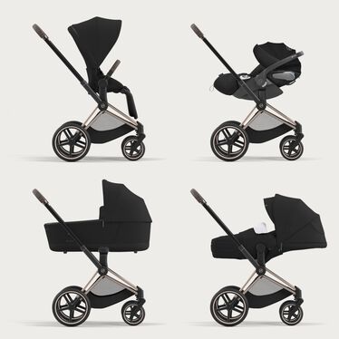 An image of the CYBEX Platinum Priam / e-Priam Seat Pack Stroller, highlighting the Travel System ready feature.