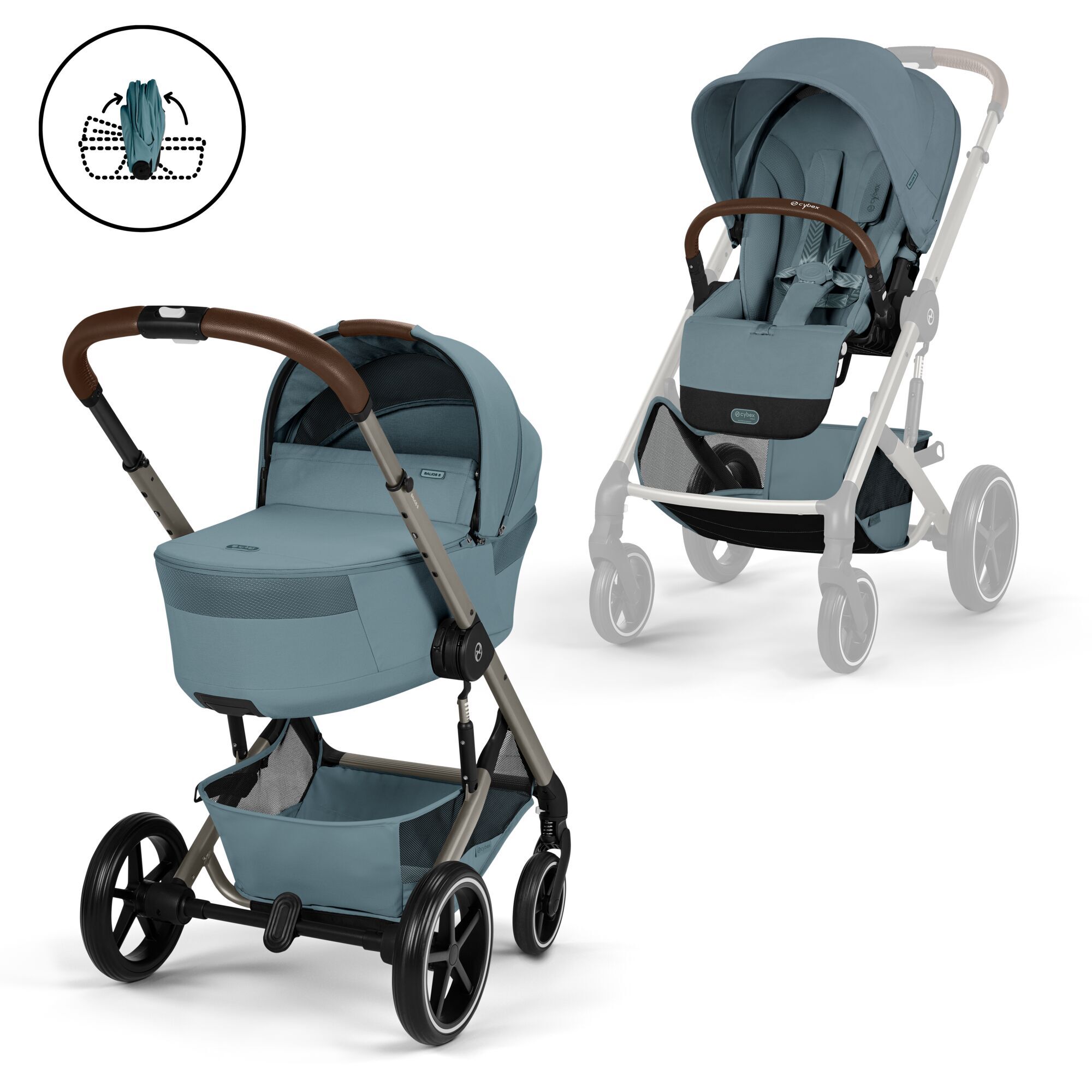 CYBEX Balios S Lux with Fold Cot - Stormy Blue (Taupe Frame) in Stormy Blue (Taupe Frame) large-cybex-seu image number 1