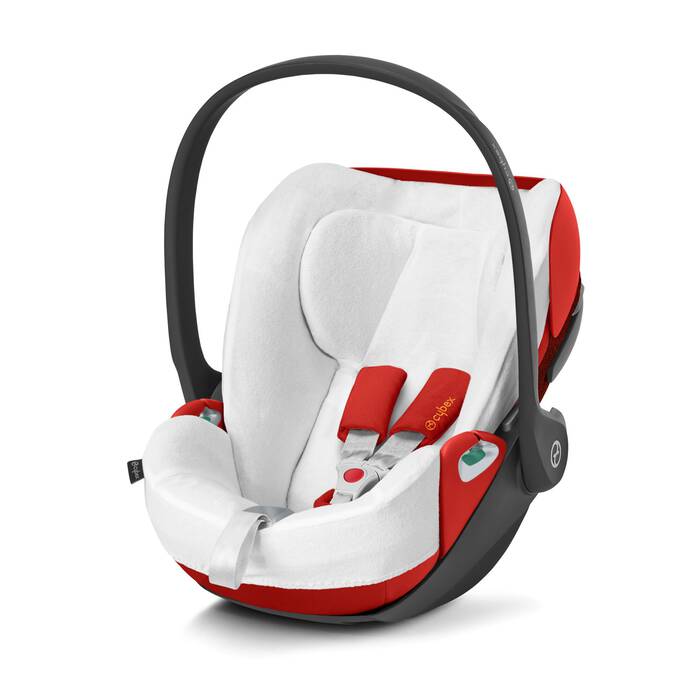 Image shows the combination of several products, sold separately. image number 1 CYBEX Cloud Z2 / T Line Summer Cover - White in White large-cybex-neu image number 1