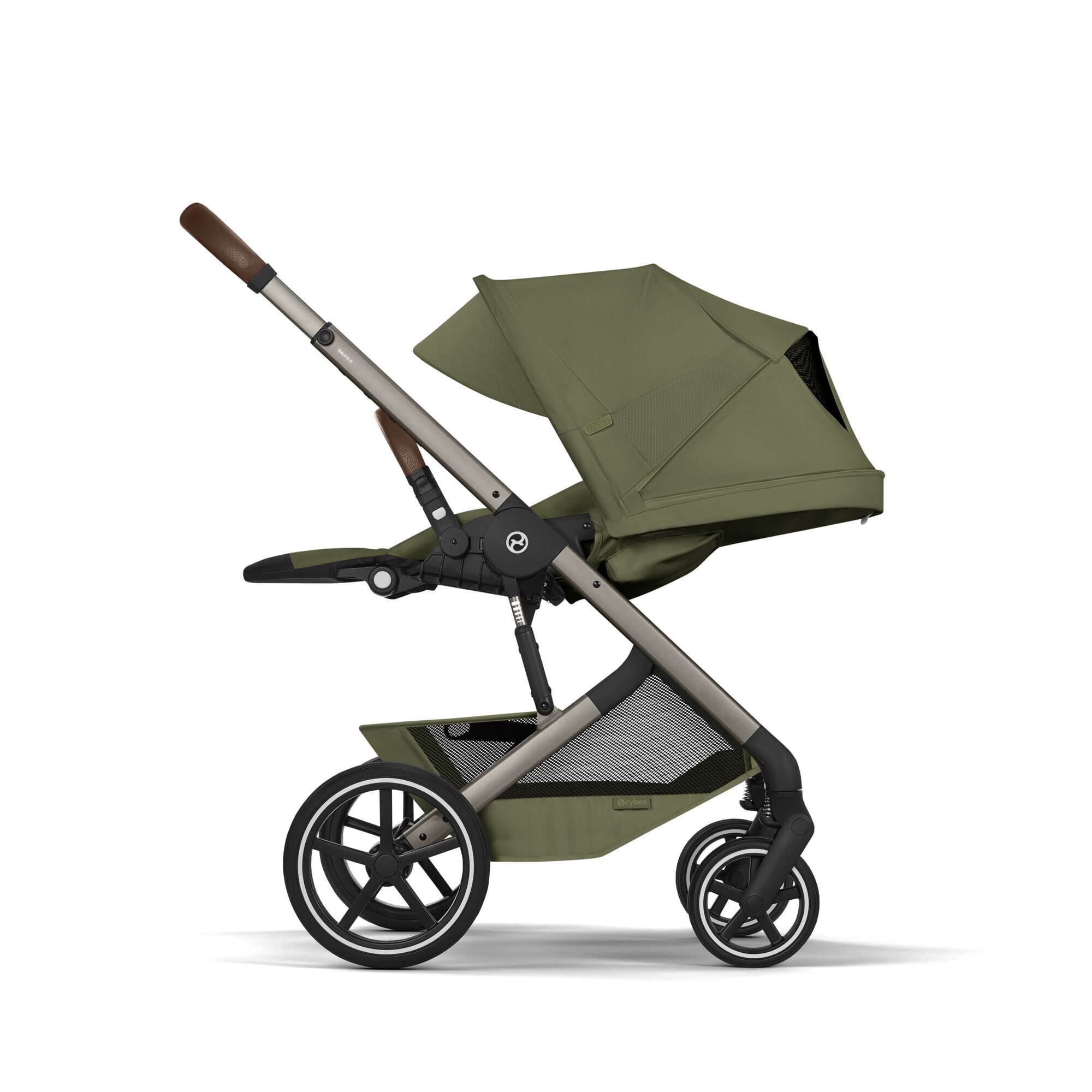 CYBEX Balios S Lux with Fold Cot - Moss Green (Taupe Frame) in Moss Green (Taupe Frame) large-cybex-seu image number 8