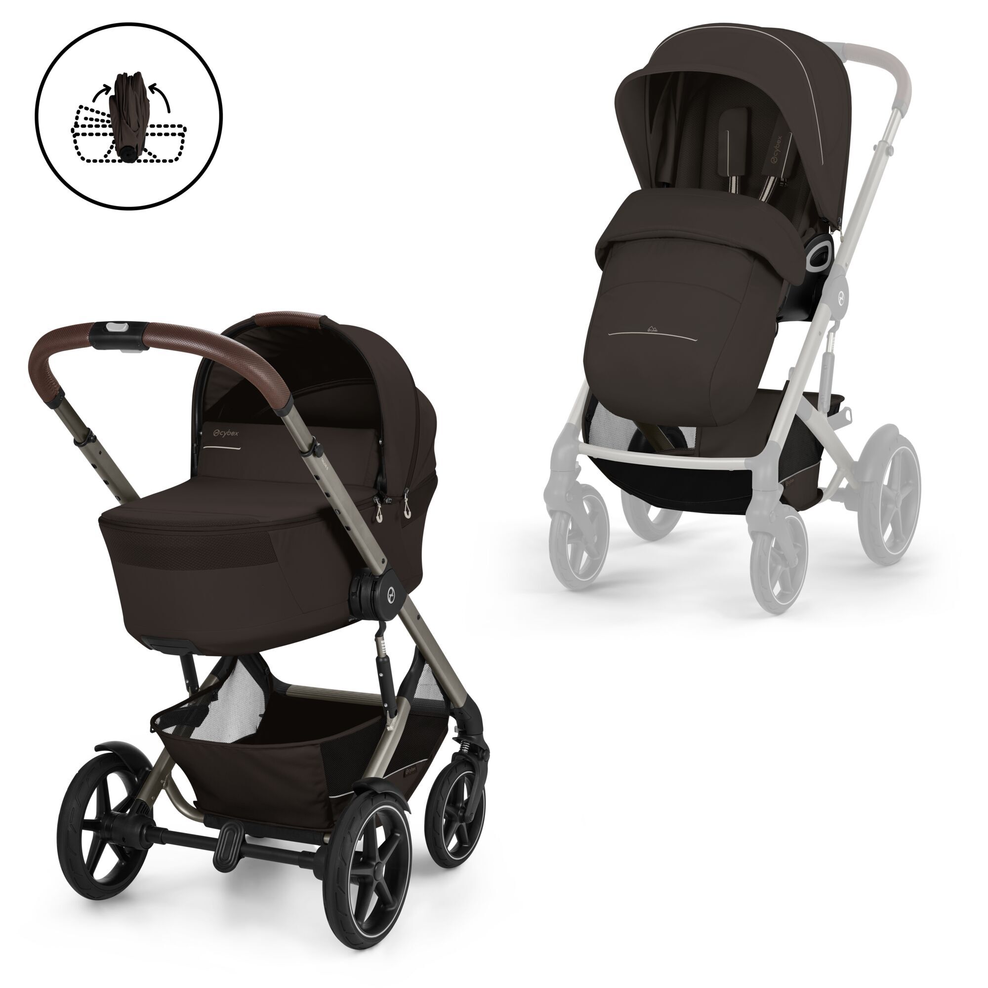 CYBEX Talos S Lux with Fold Cot - Chocolate Brown (Taupe Frame) in Chocolate Brown (Taupe Frame) large-cybex-gb image number 1