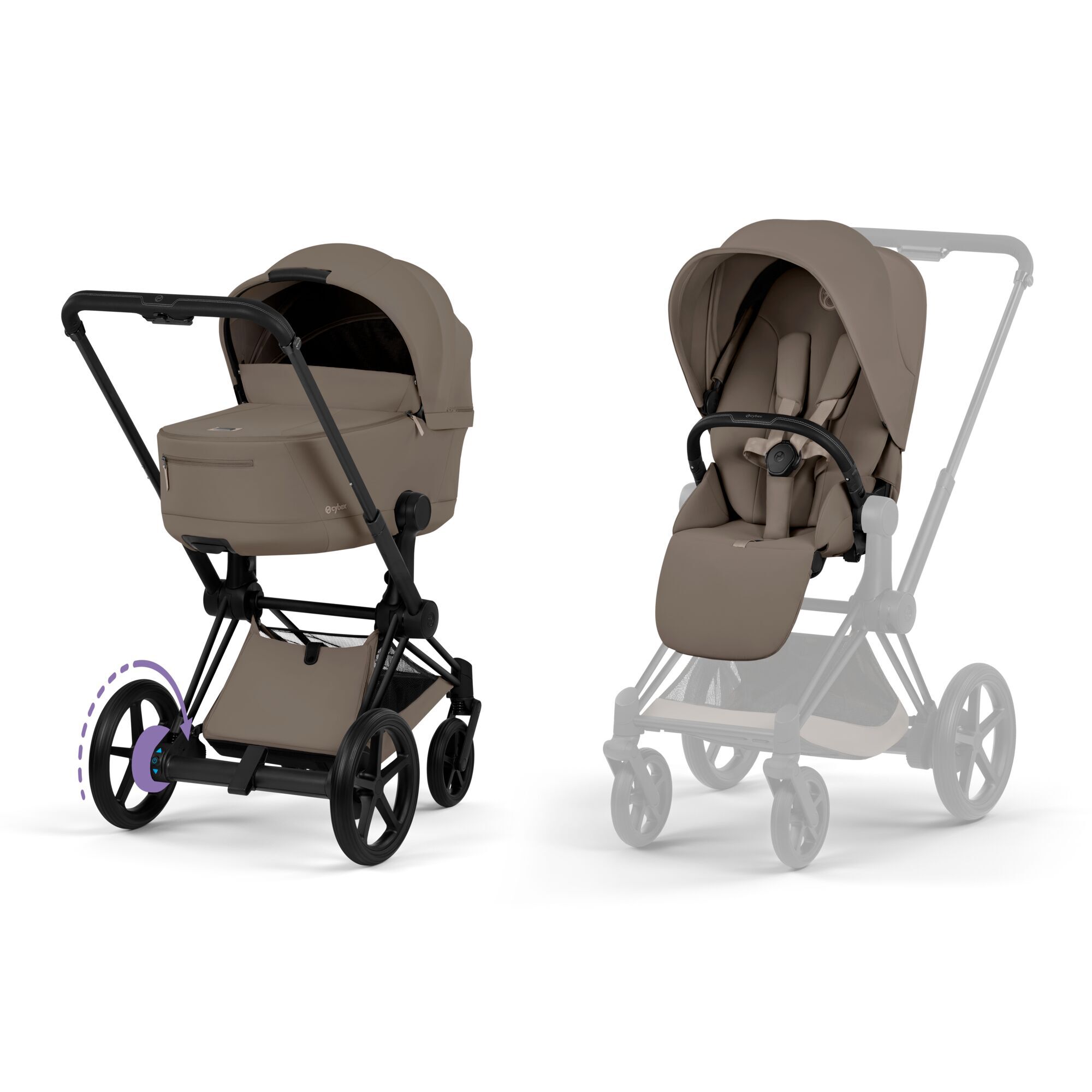 CYBEX e-Priam &ndash; Coconut Brown (ram i Matt Black) in Coconut Brown (Matt Black Frame) large-cybex-neu bildnummer 1