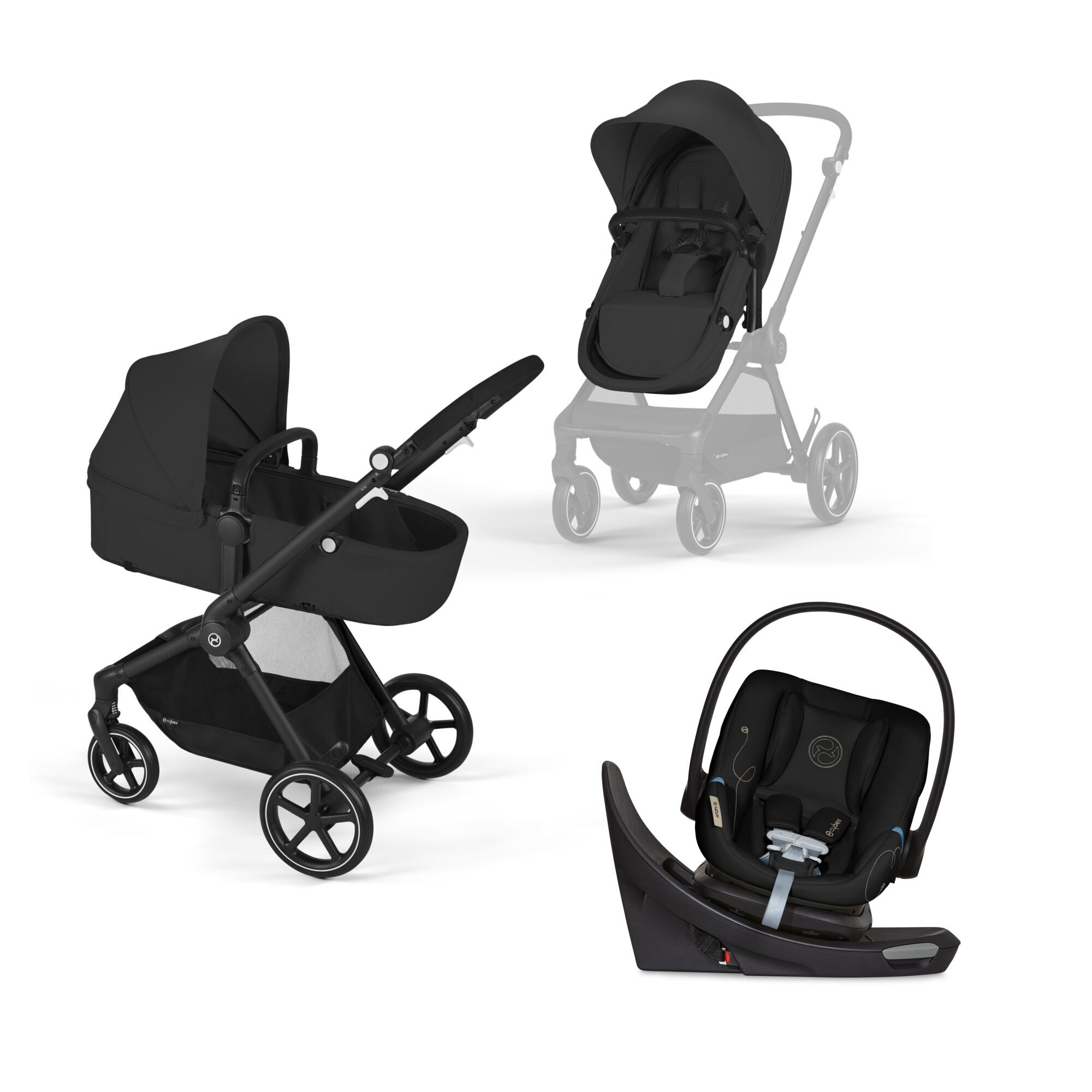 CYBEX Eos Travel System - Moon Black (Black Frame) in Moon Black (Black Frame) large-cybex-us image number 1 Small