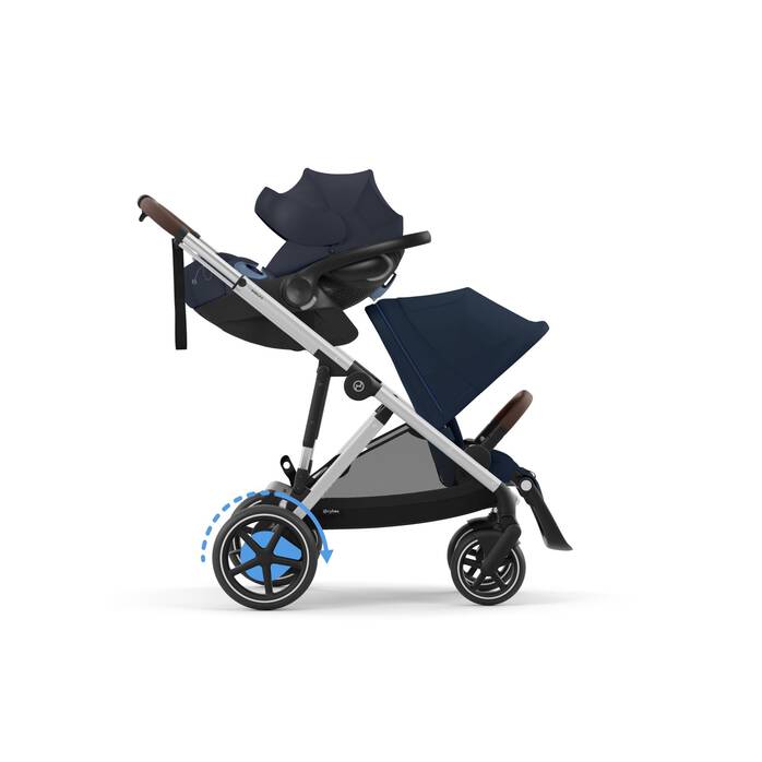 Image shows the combination of several products, sold separately. image number 5 CYBEX e-Gazelle S - Ocean Blue (Silver Frame) in Ocean Blue (Silver Frame) large-cybex-us image number 5