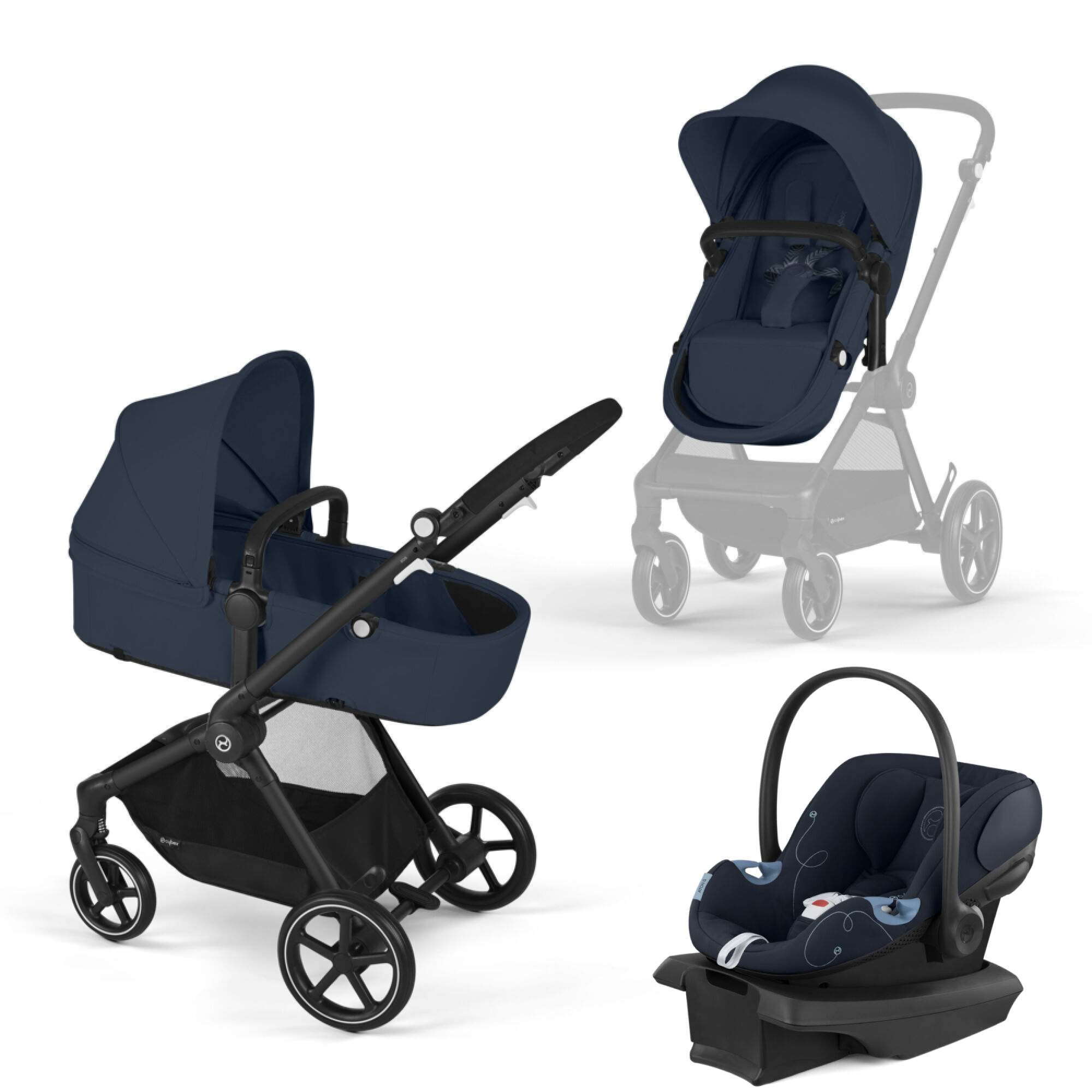 CYBEX Eos and Aton G Travel System - Ocean Blue in Ocean Blue (Black Frame) large-cybex-us image number 1 Small