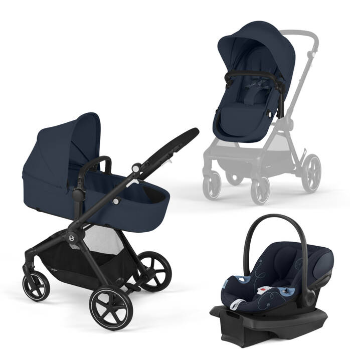 CYBEX Eos and Aton G Travel System - Ocean Blue in Ocean Blue (Black Frame) image number 1 CYBEX Eos and Aton G Travel System - Ocean Blue in Ocean Blue (Black Frame) large-cybex-us image number 1