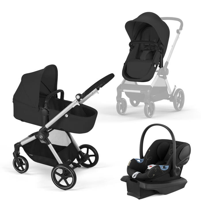 CYBEX Eos and Aton G Travel System - Moon Black (Silver Frame) in Moon Black (Silver Frame) image number 1 CYBEX Eos and Aton G Travel System - Moon Black (Silver Frame) in Moon Black (Silver Frame) large-cybex-us image number 1