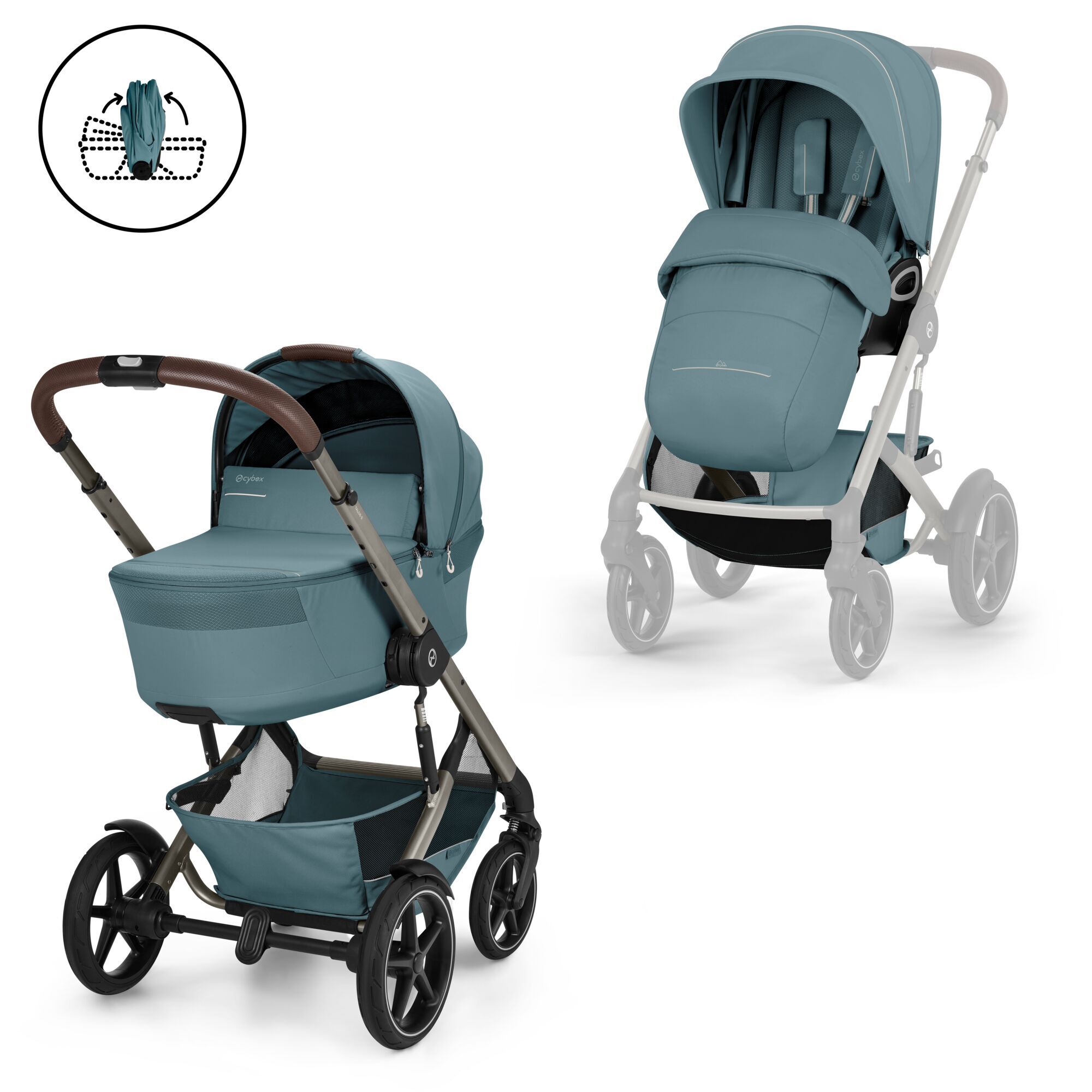CYBEX Talos S Lux with Fold Cot - Stormy Blue (Taupe Frame) in Stormy Blue (Taupe Frame) large-cybex-gb image number 1