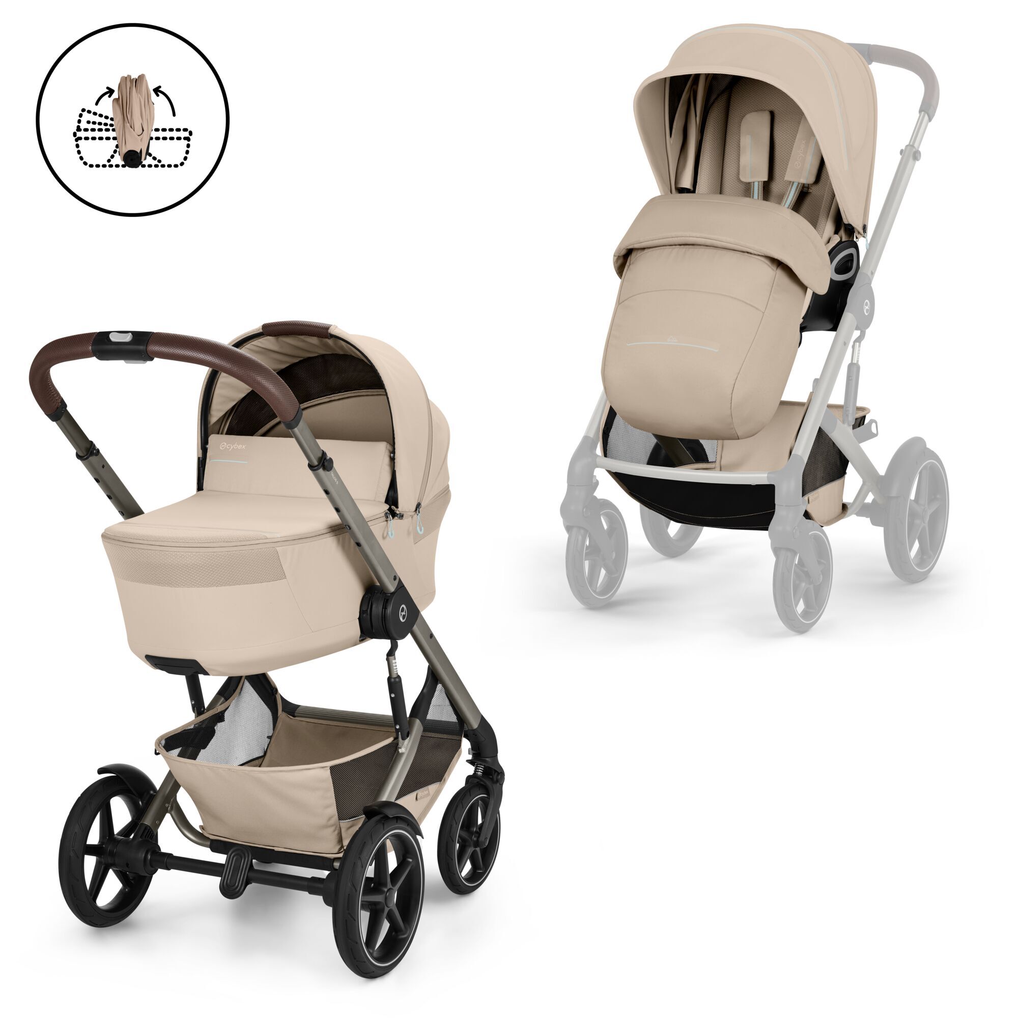 CYBEX Talos S Lux met opvouwbare reiswieg - Almond Beige (taupe frame) in Almond Beige (Taupe Frame) large-cybex-neu afbeelding nummer 1