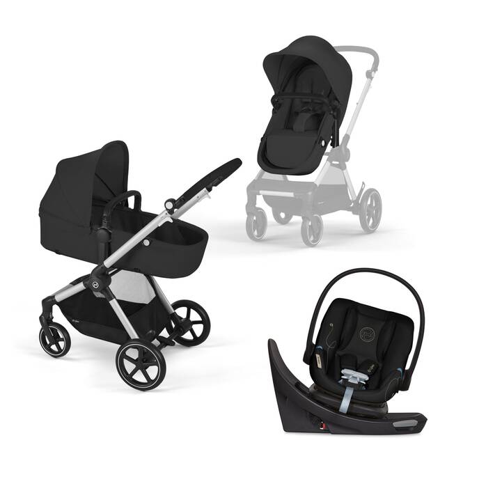 CYBEX Eos Travel System - Moon Black (Silver Frame) in Moon Black (Silver Frame) image number 1 CYBEX Eos Travel System - Moon Black (Silver Frame) in Moon Black (Silver Frame) large-cybex-us image number 1