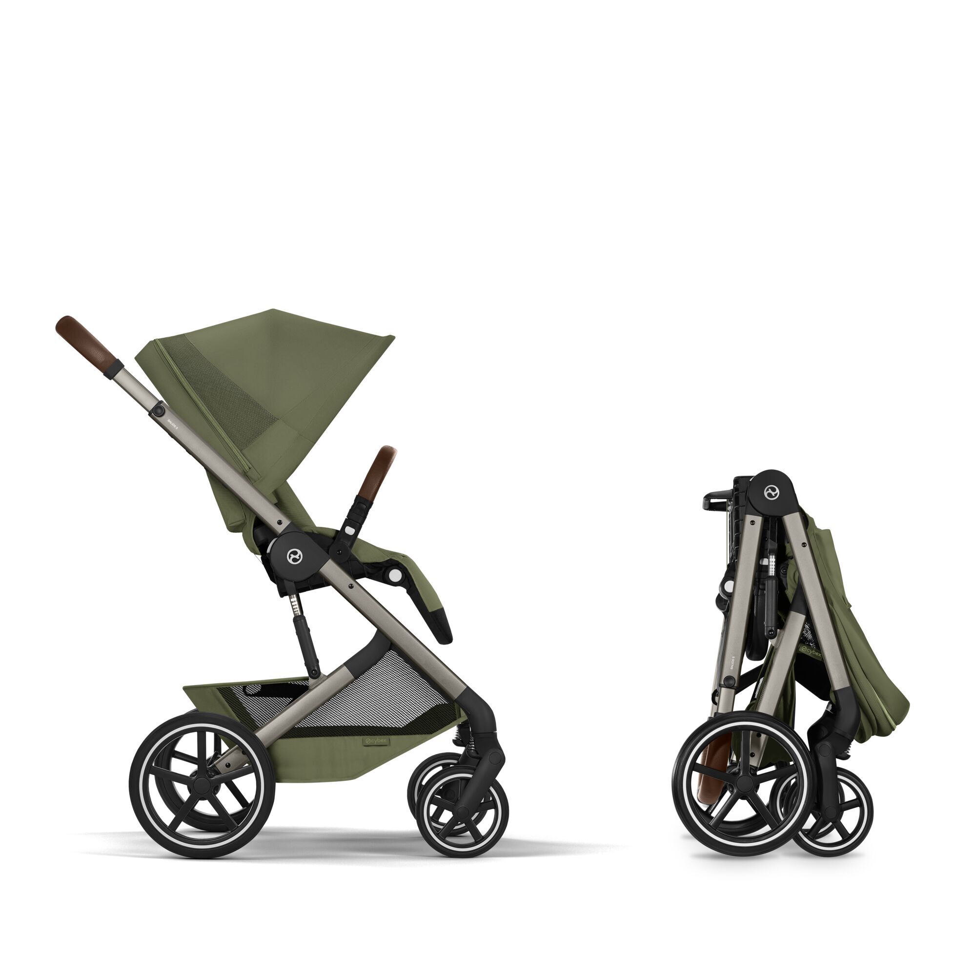 CYBEX Balios S Lux with Fold Cot - Moss Green (Taupe Frame) in Moss Green (Taupe Frame) large-cybex-seu image number 9