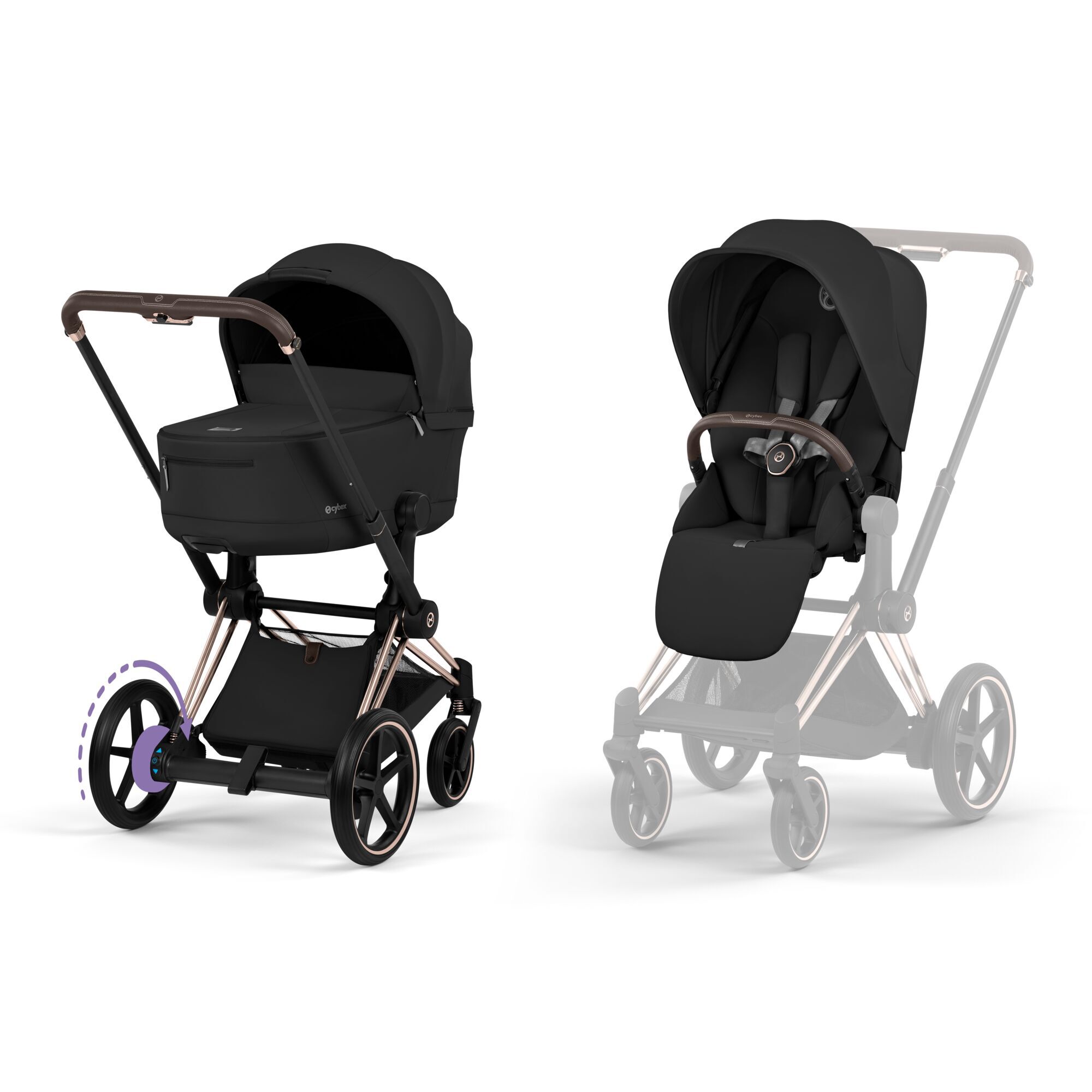 CYBEX e-Priam - Sepia Black (Rosegold Frame) in Sepia Black (Rosegold Frame) large-cybex-neu image number 1